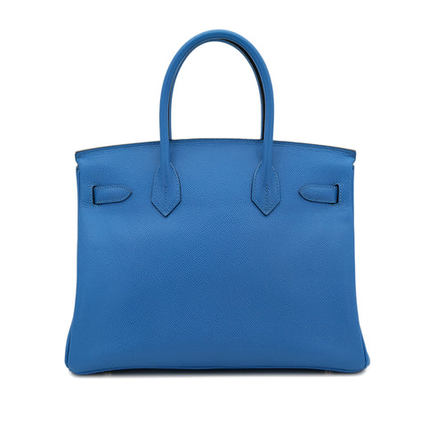 HERMES BIRKIN 30 BLUE FRANCE COUCHEVEL HAND BAG □F PHW 90303610 - PURPOSE