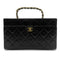 CHANEL VINTAGE MATELASSE VANITY HAND BAG BLACK LEATHER 90303611