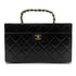 CHANEL VINTAGE MATELASSE VANITY HAND BAG BLACK LEATHER 90303611