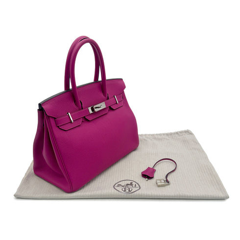 HERMES BIRKIN 30 ROSE PURPLE TOGO HAND BAG A PHW 90303612 - PURPOSE