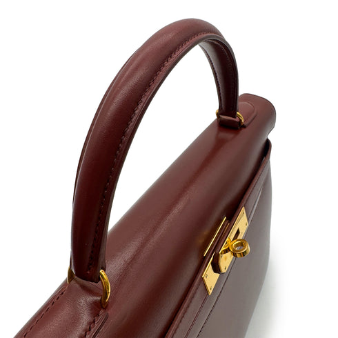 HERMES KELLY 32 SELLIER MARRON FONCE BOXCALF HAND SHOULDER BAG 〇Y GHW 90303613 - PURPOSE