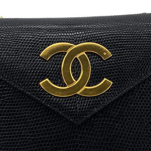 CHANEL VINTAGE BIG COCO CHAIN SHOULDER BAG BLACK LIZARD 90303726 - PURPOSE