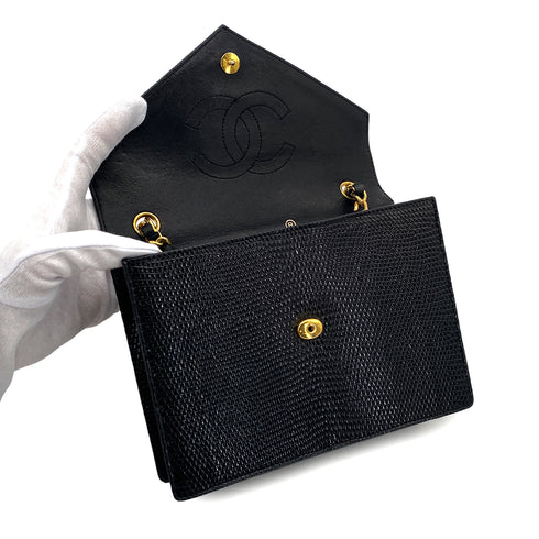 CHANEL VINTAGE BIG COCO CHAIN SHOULDER BAG BLACK LIZARD 90303726 - PURPOSE