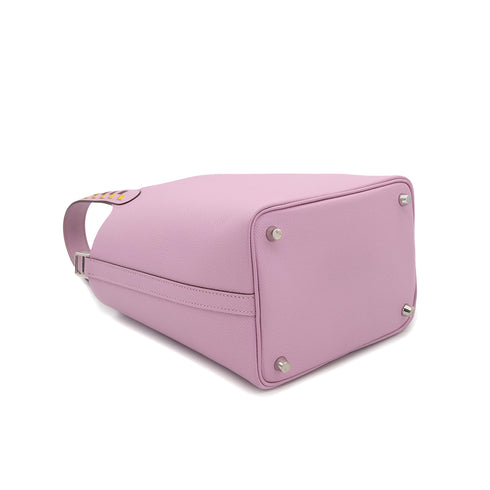 HERMES PICOTIN LOCK PM TRESSAGE DE CUIR MAUVE SYLVESTRE JAUNE DE NAPLES ROUGE H EPSOM HAND BAG C 90303727 - PURPOSE
