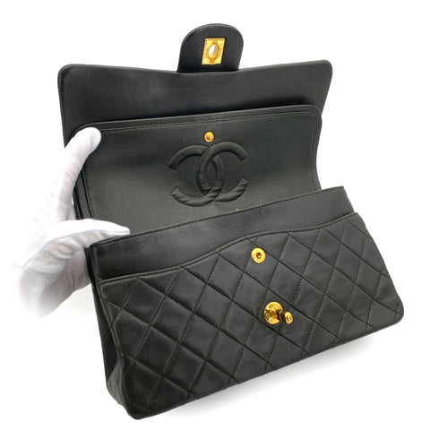 CHANEL VINTAGE CLASSIC FLAP MEDIUM CHAIN SHOULDER BAG KAHKI LAMB SKIN 90303729 - PURPOSE