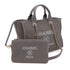 CHANEL DEAUVILLE MM LOGO CHAIN TOTE BAG GRAY CANVAS LEATHER 90303733 - PURPOSE