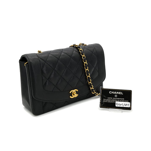 CHANEL VINTAGE DIANA MEDIUM CHAIN SHOULDER BAG BLACK CAVIAR SKIN 90303897 - PURPOSE