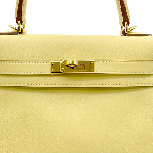 HERMES KELLY 25 RETOURNE JAUNE POUSSIN VEAU SWIFT HAND SHOULDER BAG Z GHW 90303899 - PURPOSE