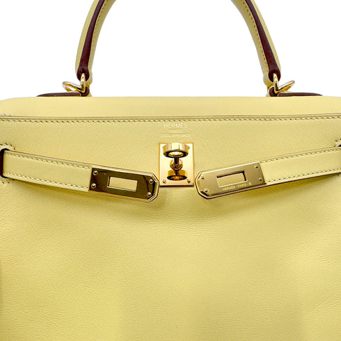 HERMES KELLY 25 RETOURNE JAUNE POUSSIN VEAU SWIFT HAND SHOULDER BAG Z GHW 90303899 - PURPOSE