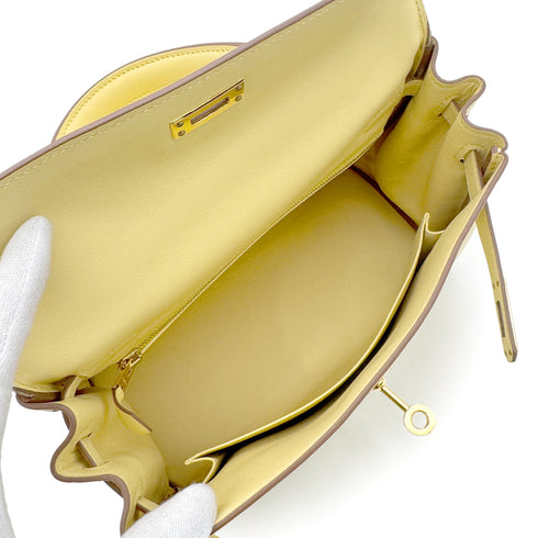 HERMES KELLY 25 RETOURNE JAUNE POUSSIN VEAU SWIFT HAND SHOULDER BAG Z GHW 90303899 - PURPOSE
