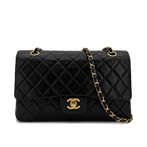 CHANEL VINTAGE CLASSIC FLAP MEDIUM CHAIN SHOULDER BAG BLACK LAMB SKIN 90304029 - PURPOSE