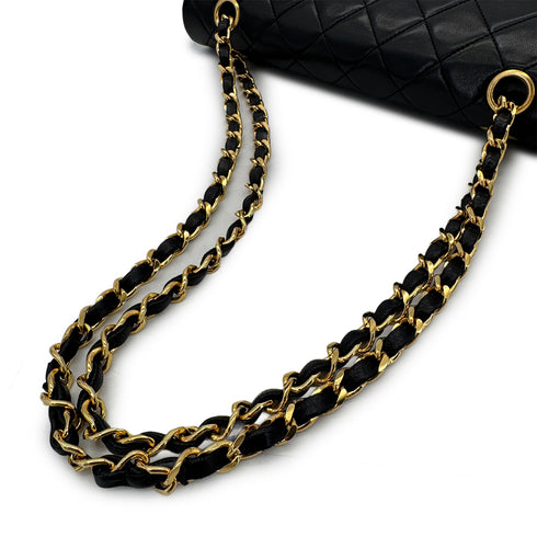 CHANEL VINTAGE CLASSIC FLAP MEDIUM CHAIN SHOULDER BAG BLACK LAMB SKIN 90304029 - PURPOSE