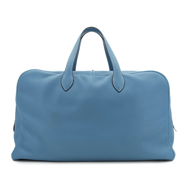 HERMES VICTORIA 50 BLUE JEAN TAURILLON CLEMENCE HAND BAG □C SHW 90304031