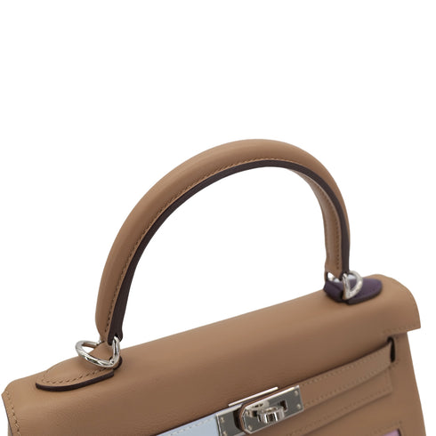 HERMES KELLY 25 COLORMATIC RETOURNE CHAI LIME BLUE BRUME CASSIS MAUVE SYLVESTRE NATA VEAU SWIFT HAND SHOULDER BAG B PHW 90304032 - PURPOSE
