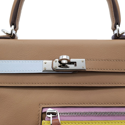 HERMES KELLY 25 COLORMATIC RETOURNE CHAI LIME BLUE BRUME CASSIS MAUVE SYLVESTRE NATA VEAU SWIFT HAND SHOULDER BAG B PHW 90304032 - PURPOSE
