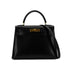 HERMES KELLY 28 SELLIER BLACK BOXCALF HAND SHOULDER BAG 〇X GHW 90304099 - PURPOSE