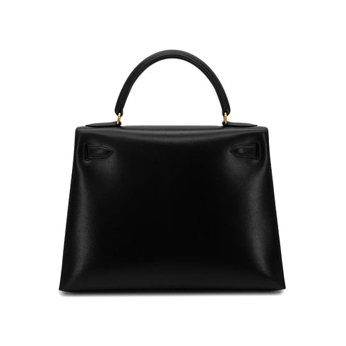 HERMES KELLY 28 SELLIER BLACK BOXCALF HAND SHOULDER BAG 〇X GHW 90304099 - PURPOSE