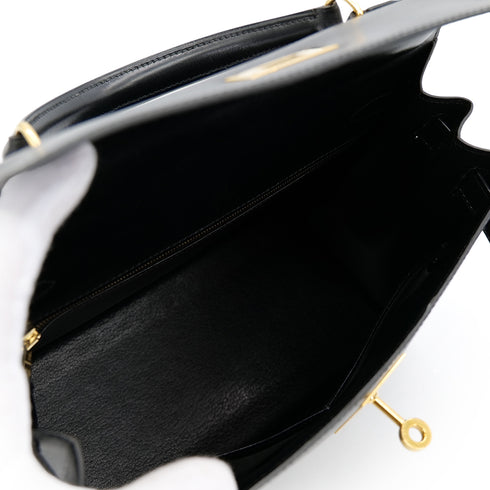 HERMES KELLY 28 SELLIER BLACK BOXCALF HAND SHOULDER BAG 〇X GHW 90304099 - PURPOSE