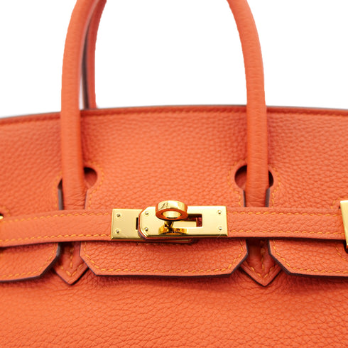 HERMES BIRKIN 25 FEU ORANGE TOGO HAND BAG T GHW 90304101 - PURPOSE