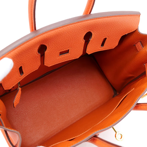 HERMES BIRKIN 25 FEU ORANGE TOGO HAND BAG T GHW 90304101 - PURPOSE