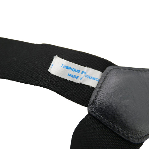 CHANEL VINTAGE SUSPENDER LOGO BLACK WHITE CANVAS LEATHER 90304105 - PURPOSE
