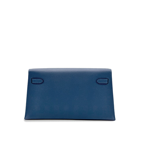 HERMES KELLY ELAN BLUE TIE VEAU EPSOM CLUTCH SHOULDER BAG K ELECTRUM 90304107 - PURPOSE