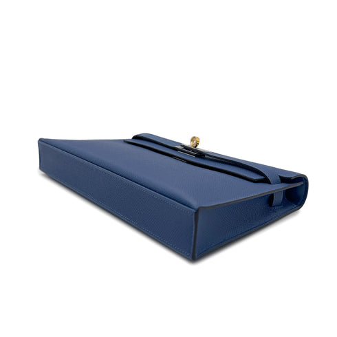 HERMES KELLY ELAN BLUE TIE VEAU EPSOM CLUTCH SHOULDER BAG K ELECTRUM 90304107 - PURPOSE
