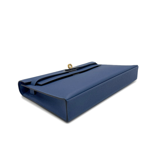 HERMES KELLY ELAN BLUE TIE VEAU EPSOM CLUTCH SHOULDER BAG K ELECTRUM 90304107 - PURPOSE