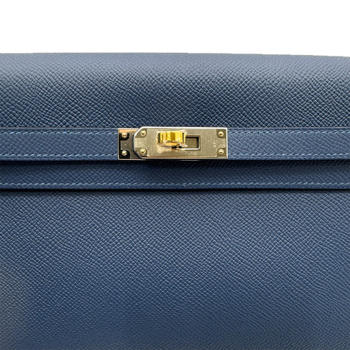 HERMES KELLY ELAN BLUE TIE VEAU EPSOM CLUTCH SHOULDER BAG K ELECTRUM 90304107 - PURPOSE