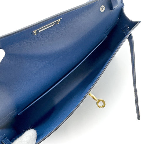 HERMES KELLY ELAN BLUE TIE VEAU EPSOM CLUTCH SHOULDER BAG K ELECTRUM 90304107 - PURPOSE
