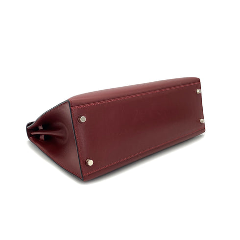 HERMES KELLY 32 SELLIER ROUGE H BOX CALF HAND BAG □F PHW 90304177 - PURPOSE