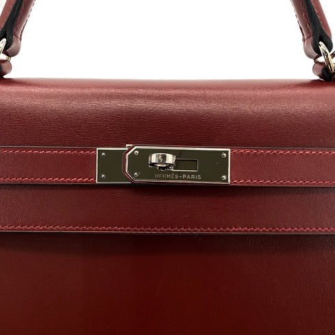HERMES KELLY 32 SELLIER ROUGE H BOX CALF HAND BAG □F PHW 90304177 - PURPOSE