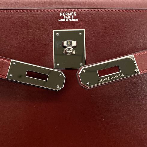 HERMES KELLY 32 SELLIER ROUGE H BOX CALF HAND BAG □F PHW 90304177 - PURPOSE