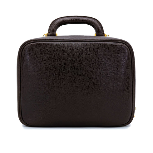 CHANEL VINTAGE BIG COCO VANITY HAND SHOULDER BAG BROWN CAVIAR SKIN 90304179