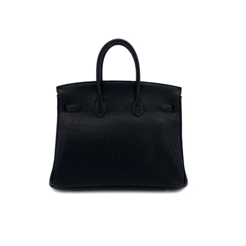 HERMES BIRKIN 25 BLACK TOGO HAND BAG □O PHW 90304183