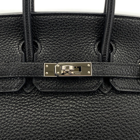 HERMES BIRKIN 25 BLACK TOGO HAND BAG □O PHW 90304183