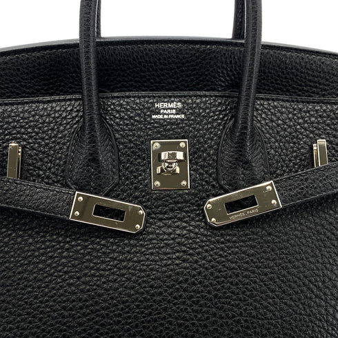 HERMES BIRKIN 25 BLACK TOGO HAND BAG □O PHW 90304183