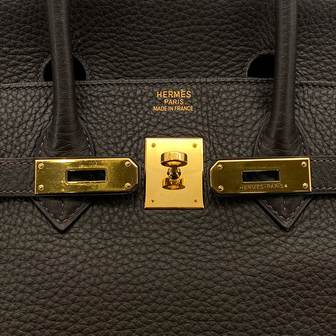 HERMES BIRKIN 35 VERT OLIVE TAURILLON CLEMENCE HAND BAG □I GHW 90304184