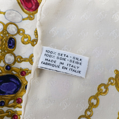 CHANEL VINTAGE SCARF GRIPOA PATTERN WHITE SILK 90304189 - PURPOSE