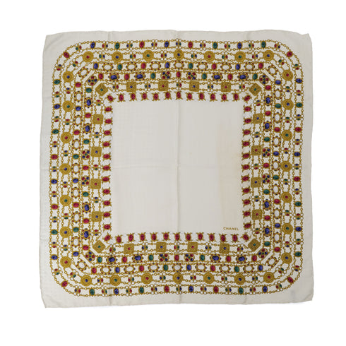 CHANEL VINTAGE SCARF GRIPOA PATTERN WHITE SILK 90304189 - PURPOSE