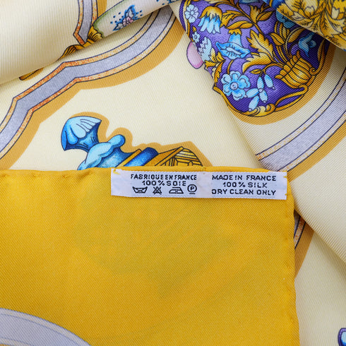 HERMES CARRE 90 QU' IMPORTE LE FLACON SCARF SILK YELLOW 90304192 - PURPOSE