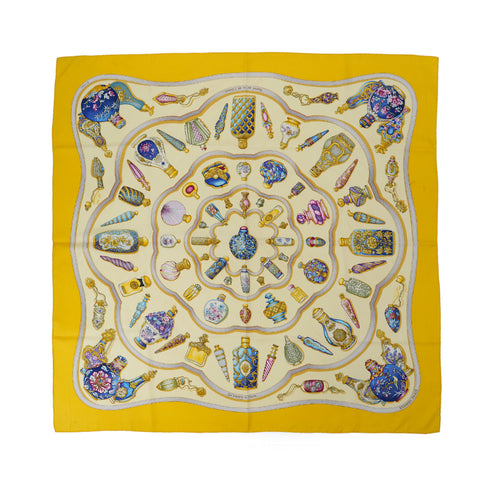 HERMES CARRE 90 QU' IMPORTE LE FLACON SCARF SILK YELLOW 90304192 - PURPOSE