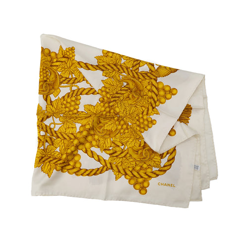 CHANEL VINTAGE SCARF ROPE PATTERN WHITE YELLOW SILK 90304193 - PURPOSE