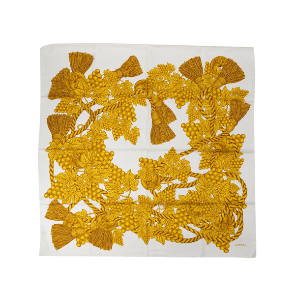 CHANEL VINTAGE SCARF ROPE PATTERN WHITE YELLOW SILK 90304193 - PURPOSE