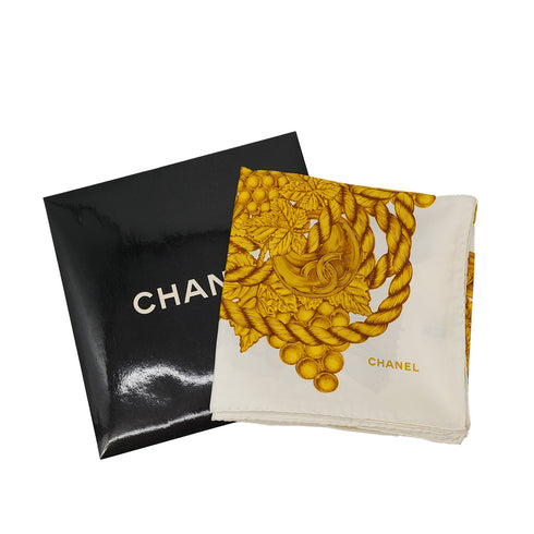 CHANEL VINTAGE SCARF ROPE PATTERN WHITE YELLOW SILK 90304193 - PURPOSE