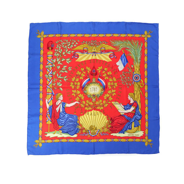 HERMES CARRE 90 LIBERTE EGALITE FRATERNITE REPUBLIQUE FRANCAISE 1789 SCARF SILK MULTICOLOR 90304196 - PURPOSE