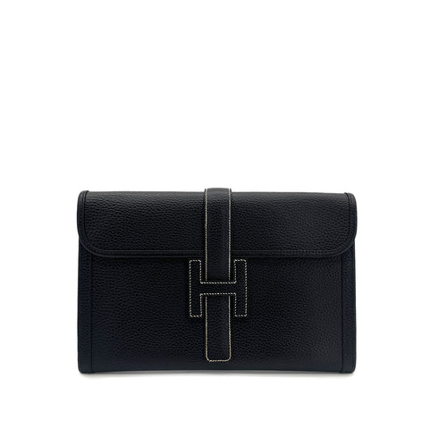 HERMES JIGE PM BLACK ARDENNES CLUTCH BAG □A 90304688 - PURPOSE