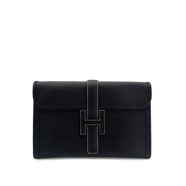 HERMES JIGE PM BLACK ARDENNES CLUTCH BAG □A 90304688