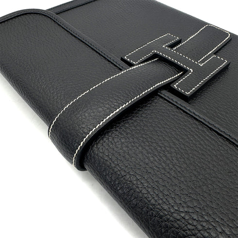 HERMES JIGE PM BLACK ARDENNES CLUTCH BAG □A 90304688 - PURPOSE