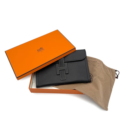 HERMES JIGE PM BLACK ARDENNES CLUTCH BAG □A 90304688 - PURPOSE